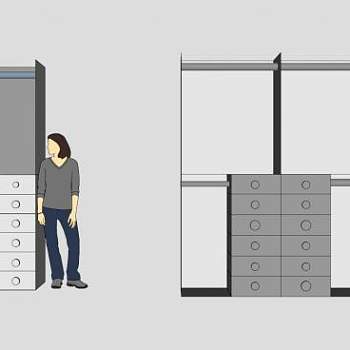 现代家居平开门衣柜SU模型下载_sketchup草图大师SKP模型