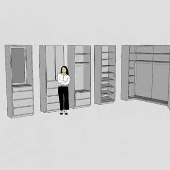 卧室白色衣橱衣柜SU模型下载_sketchup草图大师SKP模型