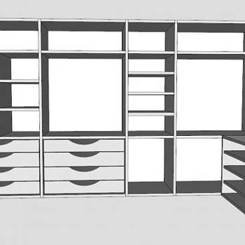 现代隔断白色衣橱SU模型下载_sketchup草图大师SKP模型