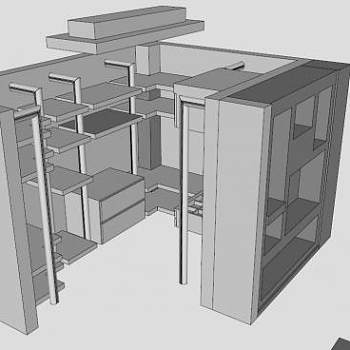 白色衣橱卧室衣柜SU模型下载_sketchup草图大师SKP模型