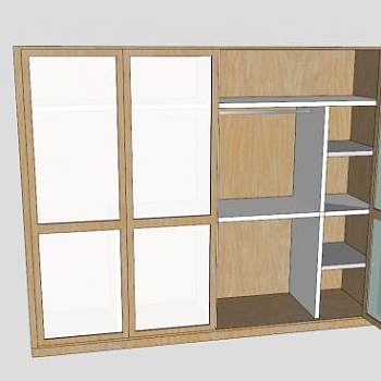 折叠型四门衣柜SU模型下载_sketchup草图大师SKP模型