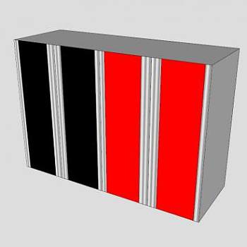 现代黑红衣柜SU模型下载_sketchup草图大师SKP模型