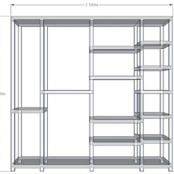 现代架子衣柜SU模型下载_sketchup草图大师SKP模型