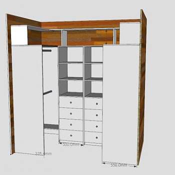 现代U型衣柜SU模型下载_sketchup草图大师SKP模型
