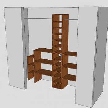 现代卧室隔板衣柜SU模型下载_sketchup草图大师SKP模型