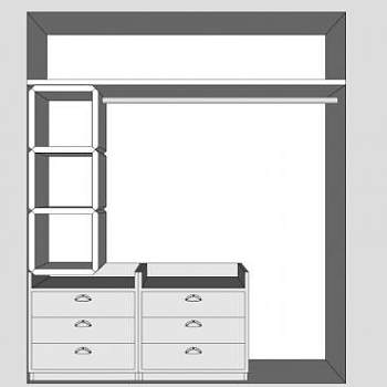 现代开放式白色衣柜SU模型下载_sketchup草图大师SKP模型