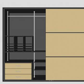 现代推拉门式衣柜衣橱SU模型下载_sketchup草图大师SKP模型