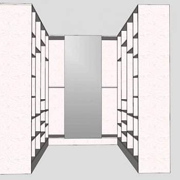 U型白色衣柜衣橱SU模型下载_sketchup草图大师SKP模型