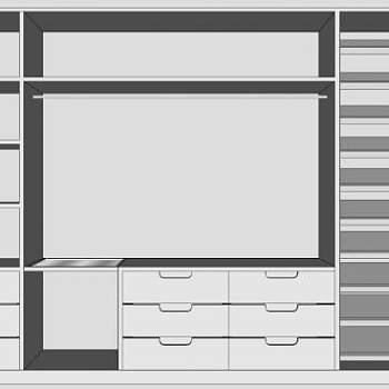 现代白色开放式衣橱衣柜SU模型下载_sketchup草图大师SKP模型