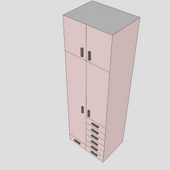 现代双开门衣柜SU模型下载_sketchup草图大师SKP模型