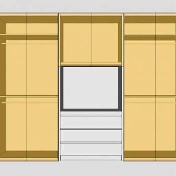 简易平开门式衣橱衣柜SU模型下载_sketchup草图大师SKP模型