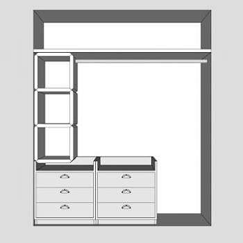 实木板式四门衣柜SU模型下载_sketchup草图大师SKP模型