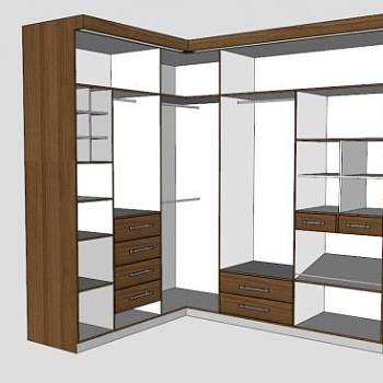 现代隔断L型衣柜SU模型下载_sketchup草图大师SKP模型