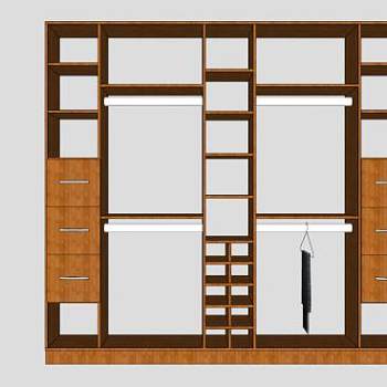 实木抽屉敞开衣柜SU模型下载_sketchup草图大师SKP模型