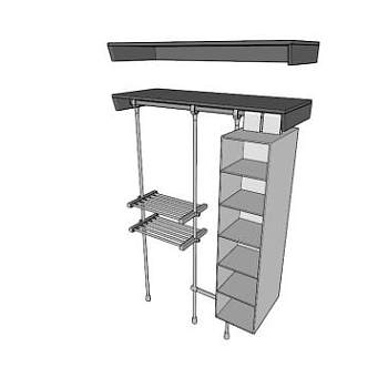 壁橱组织者衣柜SU模型下载_sketchup草图大师SKP模型