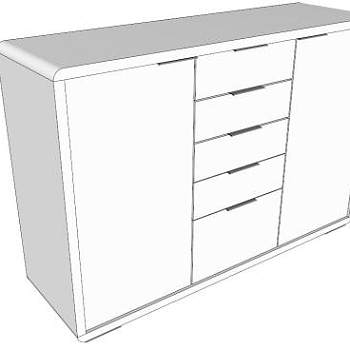 现代白色开门式衣柜SU模型下载_sketchup草图大师SKP模型