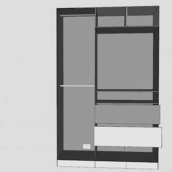 三门开放式衣柜SU模型下载_sketchup草图大师SKP模型