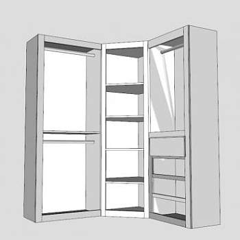 现代衣橱角落SU模型下载_sketchup草图大师SKP模型
