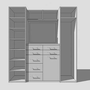 当代白色衣柜衣橱SU模型下载_sketchup草图大师SKP模型