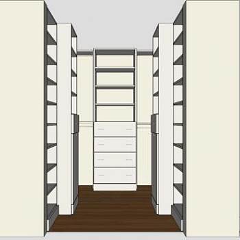 现代衣橱U型衣柜SU模型下载_sketchup草图大师SKP模型