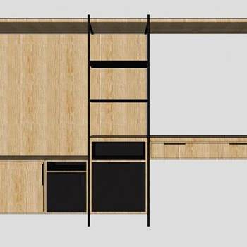 实木架子衣橱SU模型下载_sketchup草图大师SKP模型