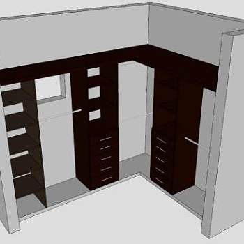 转角壁柜衣柜SU模型下载_sketchup草图大师SKP模型