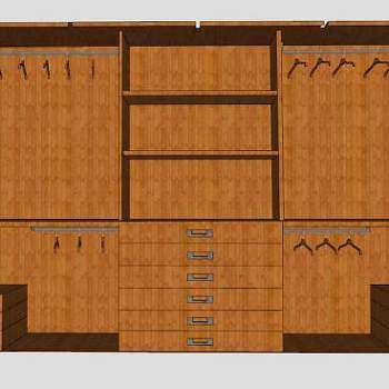 实木滚动门衣柜SU模型下载_sketchup草图大师SKP模型