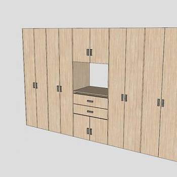 平开门四门衣柜SU模型下载_sketchup草图大师SKP模型