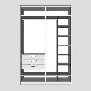 现代白色抽屉衣柜SU模型下载_sketchup草图大师SKP模型