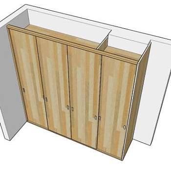 实木吉列尔莫衣柜SU模型下载_sketchup草图大师SKP模型