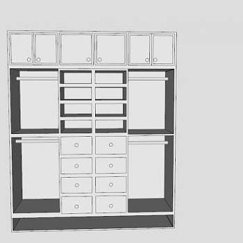 简易白色衣柜SU模型下载_sketchup草图大师SKP模型