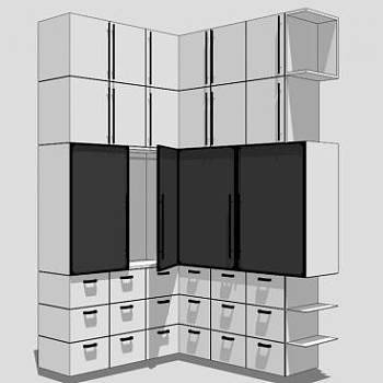 卧室衣柜角落衣橱SU模型下载_sketchup草图大师SKP模型