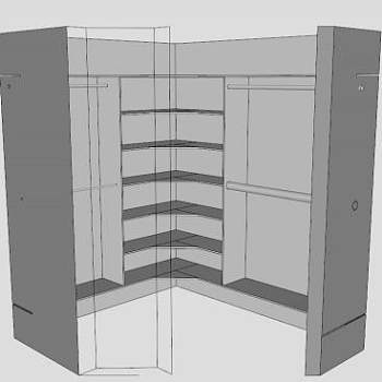 转角卧室衣柜SU模型下载_sketchup草图大师SKP模型