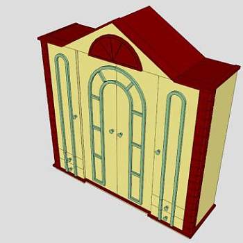 卧室平开门式衣柜家具SU模型下载_sketchup草图大师SKP模型