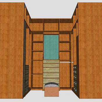 实木卧室嵌入型衣柜SU模型下载_sketchup草图大师SKP模型