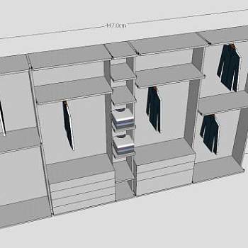 现代步入式衣帽间SU模型下载_sketchup草图大师SKP模型