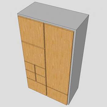 宜家实木衣橱SU模型下载_sketchup草图大师SKP模型