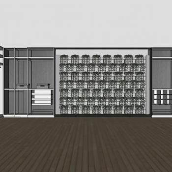 欧式步入式衣帽间SU模型下载_sketchup草图大师SKP模型