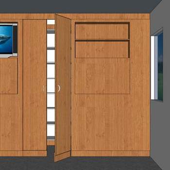 实木嵌入式壁橱SU模型下载_sketchup草图大师SKP模型