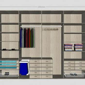 实木马里奥衣柜SU模型下载_sketchup草图大师SKP模型