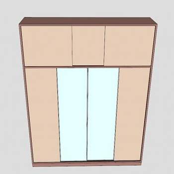 实木滑动门衣柜SU模型下载_sketchup草图大师SKP模型