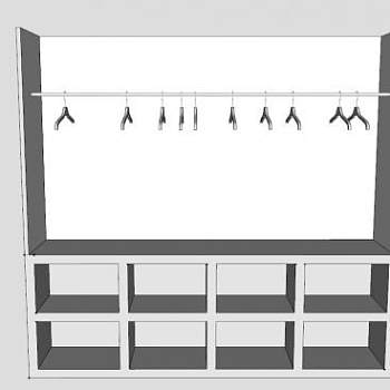 嵌入式墙柜衣柜SU模型下载_sketchup草图大师SKP模型