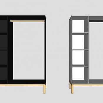 现代四角衣柜壁橱SU模型下载_sketchup草图大师SKP模型