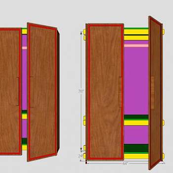 平开门式双开门衣柜SU模型下载_sketchup草图大师SKP模型
