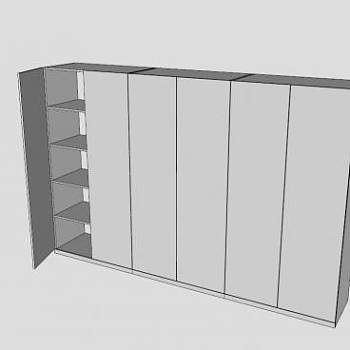 现代白色定制衣柜SU模型下载_sketchup草图大师SKP模型