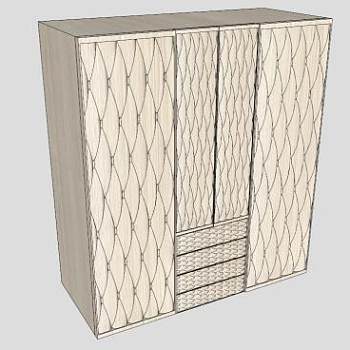 日式四门衣柜SU模型下载_sketchup草图大师SKP模型