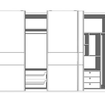 卧室白色隔断衣柜SU模型下载_sketchup草图大师SKP模型