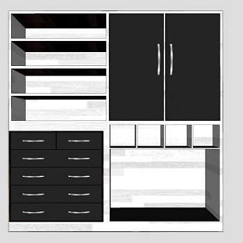 实木黑色衣柜SU模型下载_sketchup草图大师SKP模型