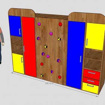 儿童实木孩子衣橱SU模型下载_sketchup草图大师SKP模型