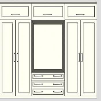 简易四门衣柜SU模型下载_sketchup草图大师SKP模型